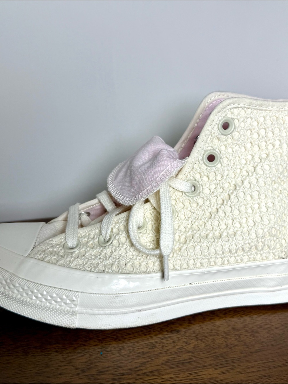 Converse Chuck 70 Crochet High Top Sneakers Cream Pink Women’s 8 - Picture 6 of 9